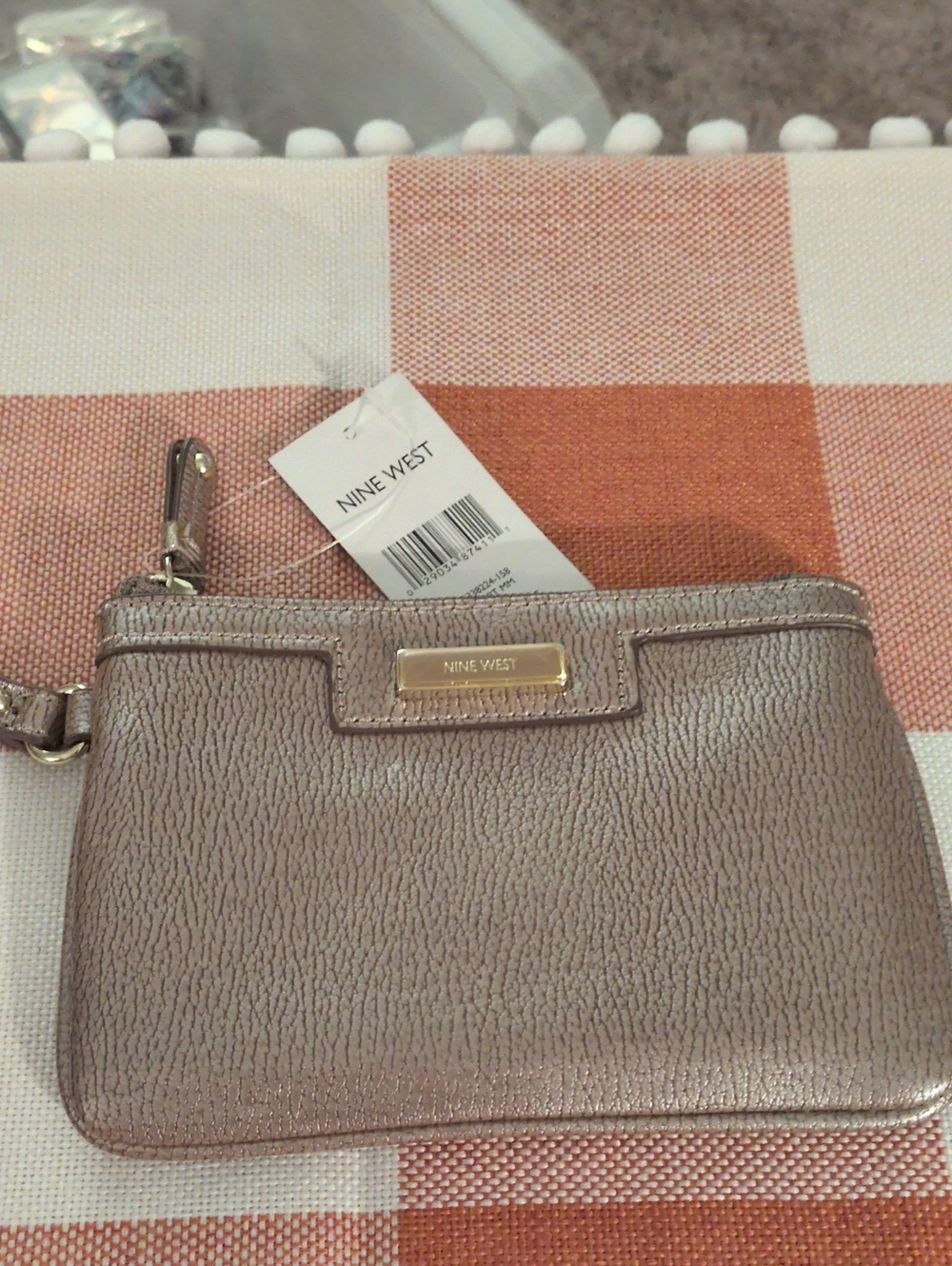 Nine West Metallic Taupe Wristlet Clutch